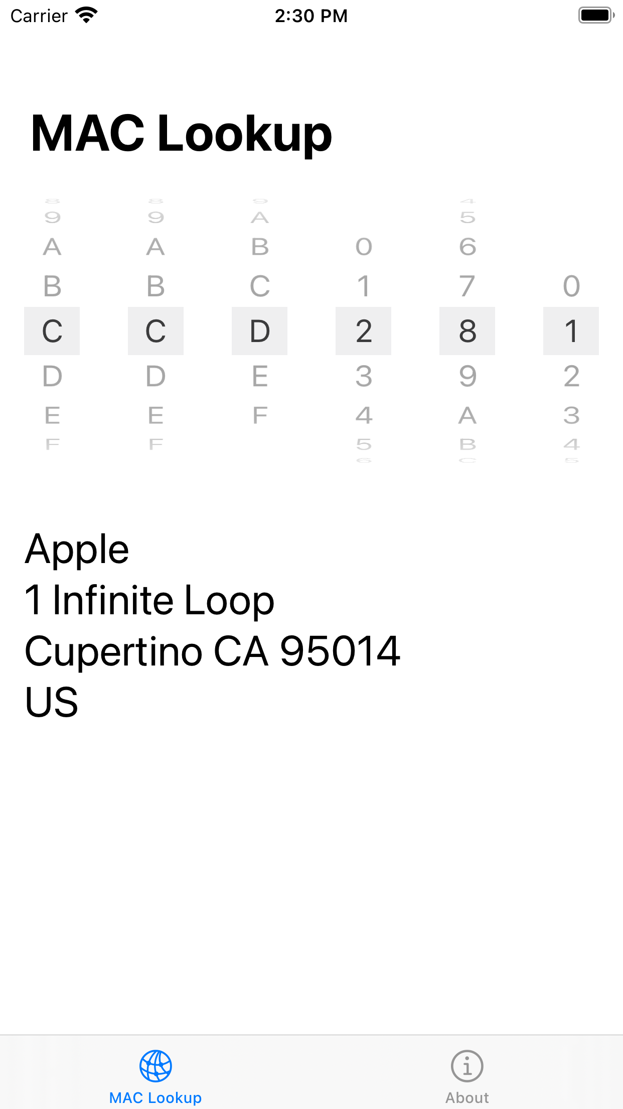 MacLookup search results